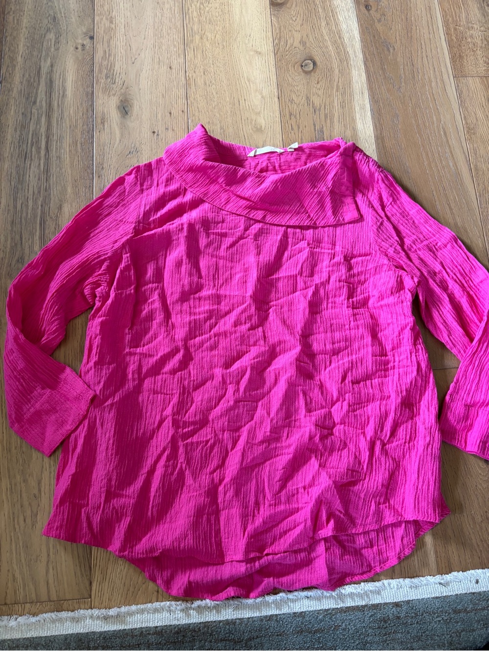 Soft surroundings Ramie blend long sleeve cowl neck blouse hot pink Large